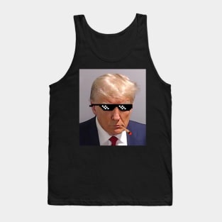 Trump Mugshot with Meme Glasses Tank Top